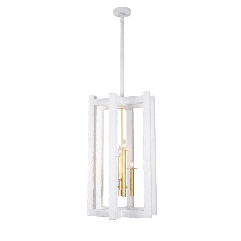 Duo 4-Light Lantern Pendant in Soft Gold and White