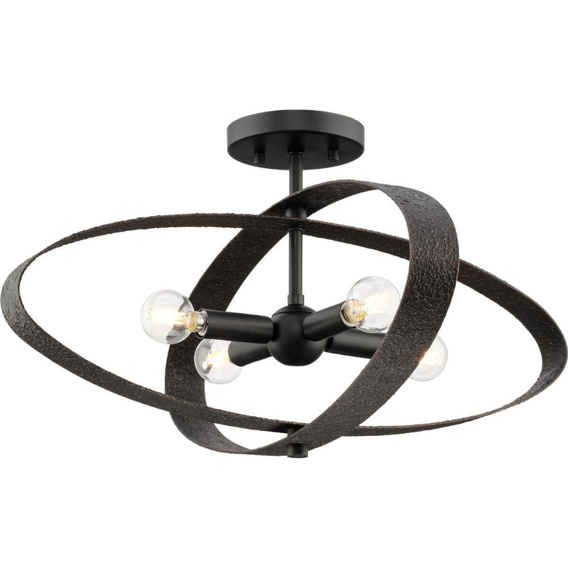 Allegheny 4-Light Semi-Flush Mount in Matte Black
