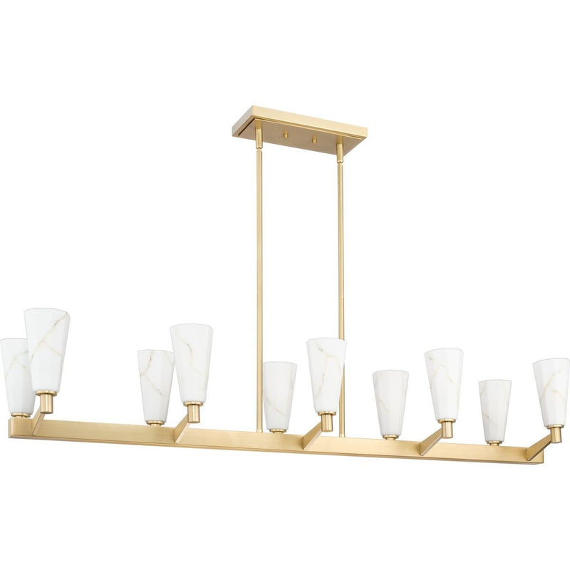 Tosca 10-Light Linear Chandelier in Brushed Bronze