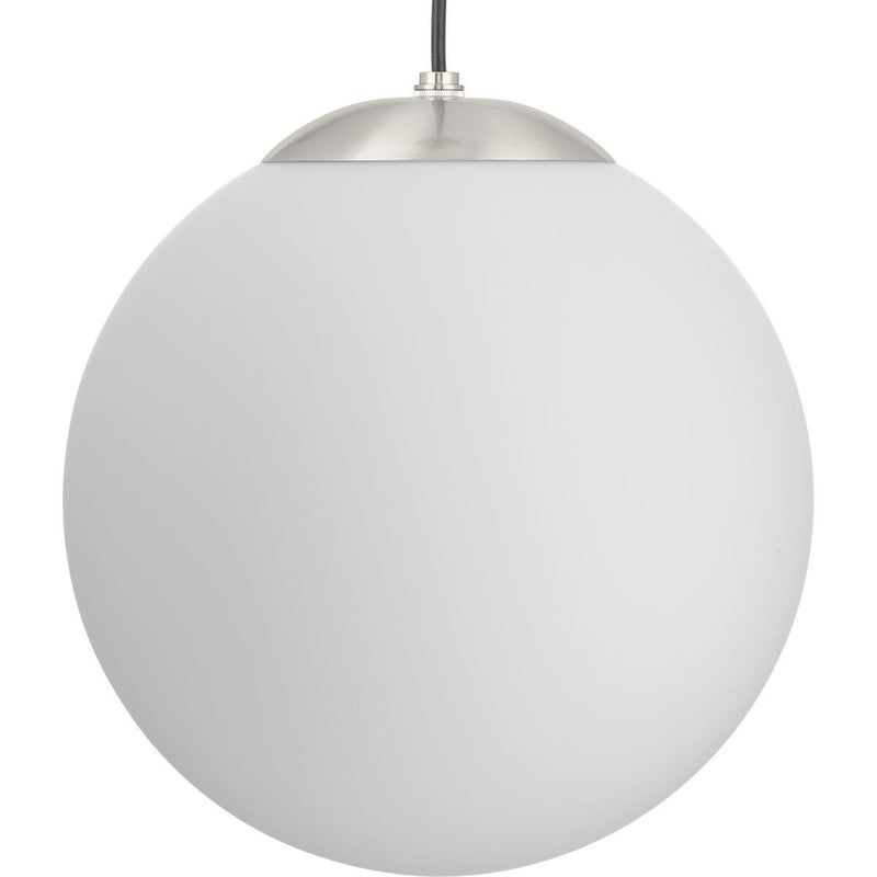 Atwell 12" Opal Globe Pendant in Brushed Nickel