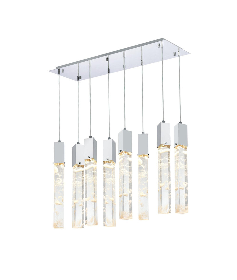 Aurora Eight Light Pendant in Chrome And Clear