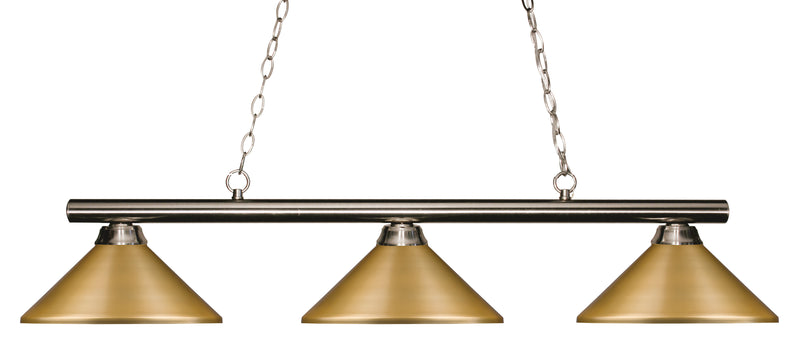 Sharp Shooter 3 Light 48" Billiard, Metal Shades in Brushed Nickel