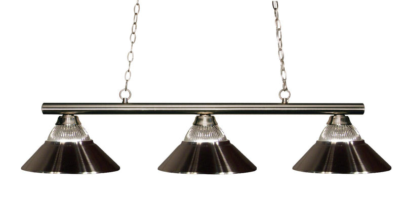 Sharp Shooter 3 Light 48" Billiard, Glass Shades in Brushed Nickel