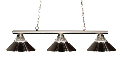 Sharp Shooter 3 Light 48" Billiard, Glass Shades in Brushed Nickel