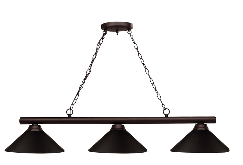 Sharp Shooter 3 Light 48" Billiard, Metal Shades in Bronze