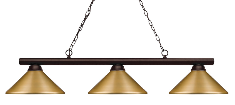 Sharp Shooter 3 Light 48" Billiard, Metal Shades in Bronze