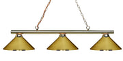 Sharp Shooter 3 Light 48" Billiard, Metal Shades in Polished Brass
