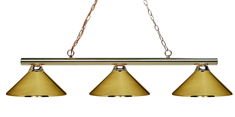 Sharp Shooter 3 Light 48" Billiard, Metal Shades in Polished Brass