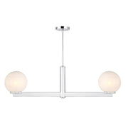 Strie Glass Globe 42" 2-Light Linear Chandelier in Chrome
