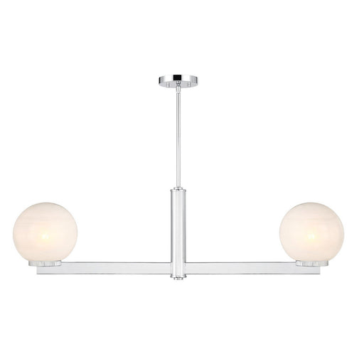 Strie Glass Globe 42" 2-Light Linear Chandelier in Chrome
