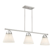 Knife Pleated Shade 39" 3-Light Linear Chandelier in Brushed Nickel