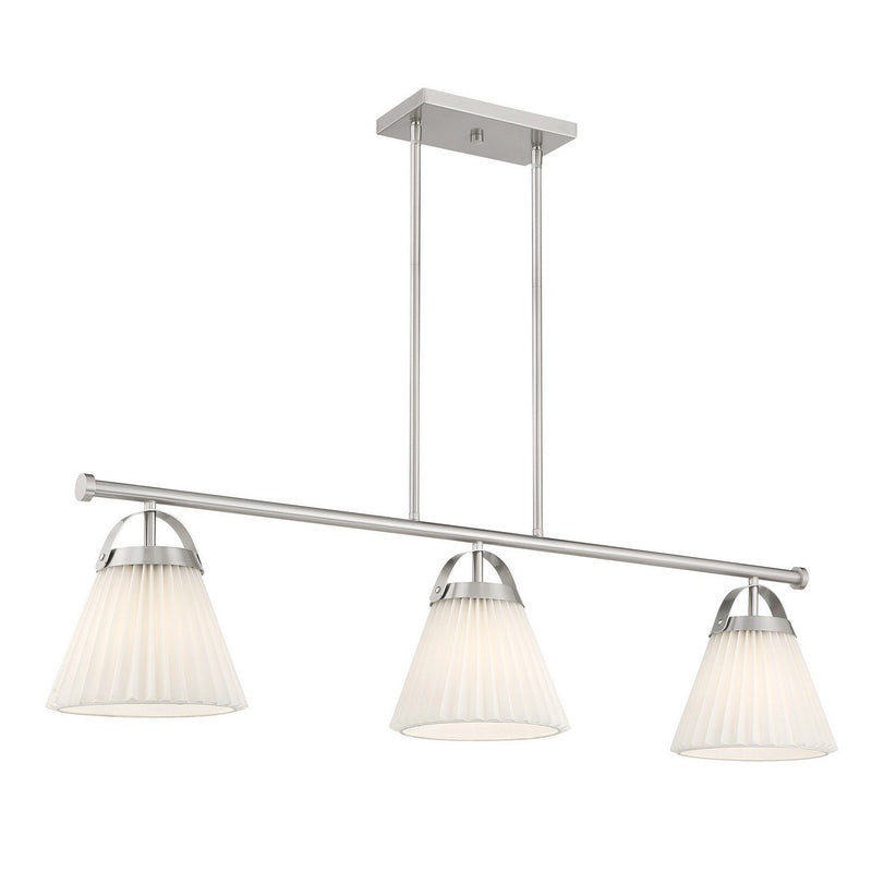 Knife Pleated Shade 39" 3-Light Linear Chandelier in Brushed Nickel