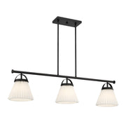 Knife Pleated Shade 39" 3-Light Linear Chandelier in Matte Black
