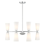 Fluted Glass 32" 8-Light Chandelier in Chrome