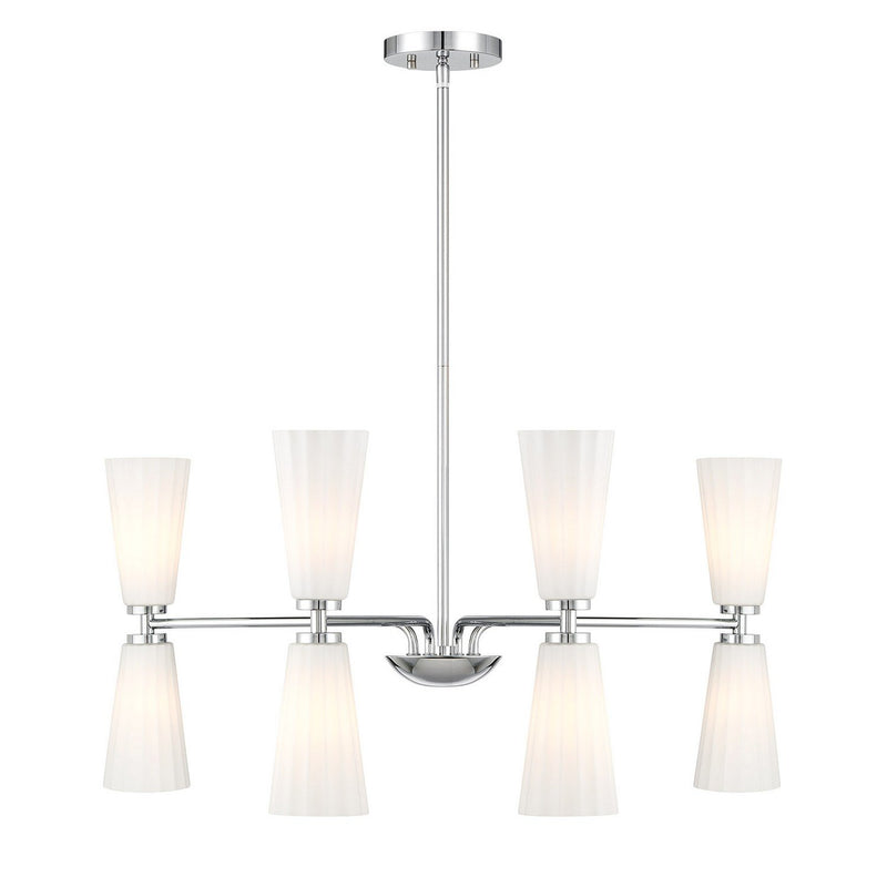 Fluted Glass 32" 8-Light Chandelier in Chrome