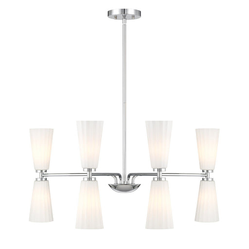 Fluted Glass 32" 8-Light Chandelier in Chrome