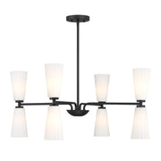 Fluted Glass 32" 8-Light Chandelier in Matte Black