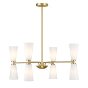 Fluted Glass 32" 8-Light Chandelier in Natural Brass