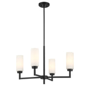 Opal Glass 26" 4-Light Chandelier in Matte Black