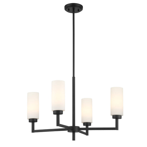 Opal Glass 26" 4-Light Chandelier in Matte Black