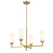 Opal Glass 26" 4-Light Chandelier in Natural Brass