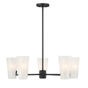 Strie Glass 30" 5-Light Chandelier in Matte Black