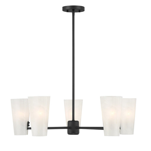Strie Glass 30" 5-Light Chandelier in Matte Black