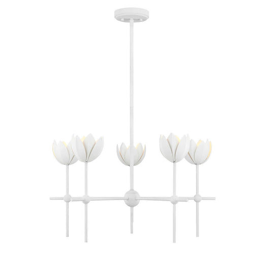 Bohemian Leaf 26" 5-Light Chandelier in Bisque White