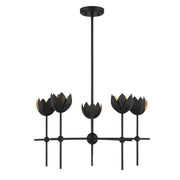 Bohemian Leaf 26" 5-Light Chandelier in Matte Black