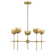 Bohemian Leaf 26" 5-Light Chandelier in Natural Brass