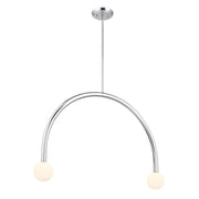 Opal Globe 34" 2-Light Linear Chandelier in Chrome