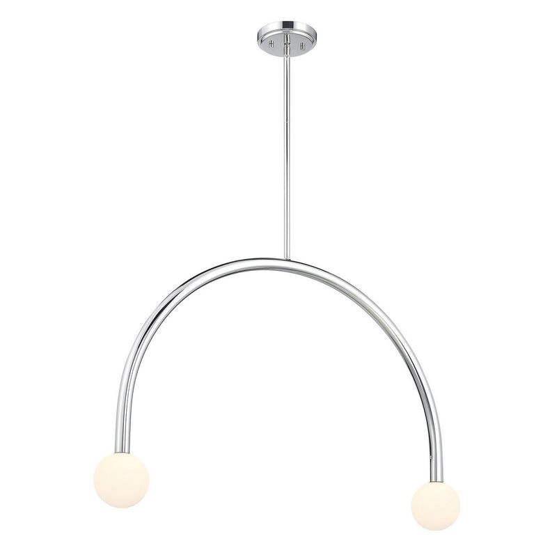 Opal Globe 34" 2-Light Linear Chandelier in Chrome