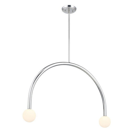 Opal Globe 34" 2-Light Linear Chandelier in Chrome