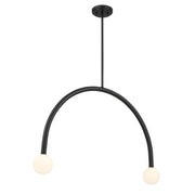 Opal Globe 34" 2-Light Linear Chandelier in Matte Black
