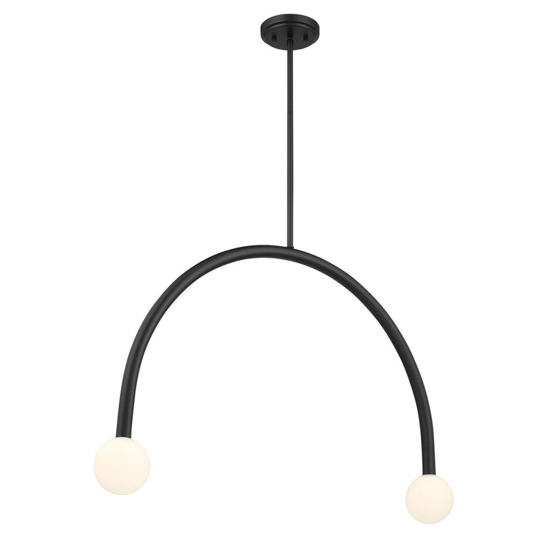 Opal Globe 34" 2-Light Linear Chandelier in Matte Black