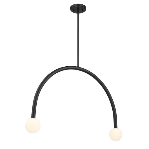 Opal Globe 34" 2-Light Linear Chandelier in Matte Black