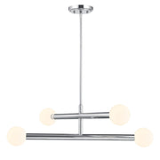 Opal Globe 30" 4-Light Linear Chandelier in Chrome
