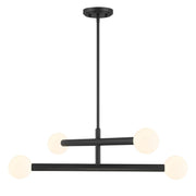Opal Globe 30" 4-Light Linear Chandelier in Matte Black