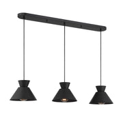 Mid-Century Metal Shade 40" 3-Light Linear Pendant in Matte Black