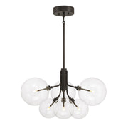 Clear Globe Sputnik 27" 6-Light Chandelier in Oil Rubbed Bronze