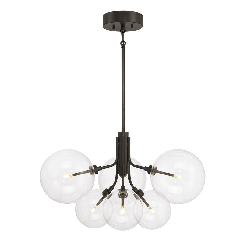 Clear Globe Sputnik 27" 6-Light Chandelier in Oil Rubbed Bronze