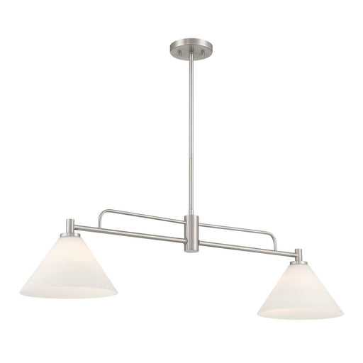 Opal Glass 40" 2-Light Linear Chandelier in Brushed Nickel