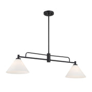 Opal Glass 40" 2-Light Linear Chandelier in Matte Black