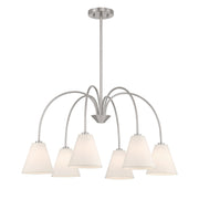 Fabric Shade 30" 6-Light Chandelier in Brushed Nickel