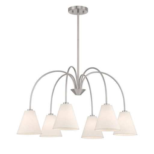 Fabric Shade 30" 6-Light Chandelier in Brushed Nickel