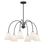 Fabric Shade 30" 6-Light Chandelier in Matte Black