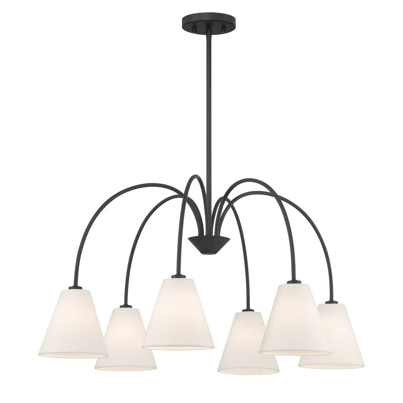 Fabric Shade 30" 6-Light Chandelier in Matte Black