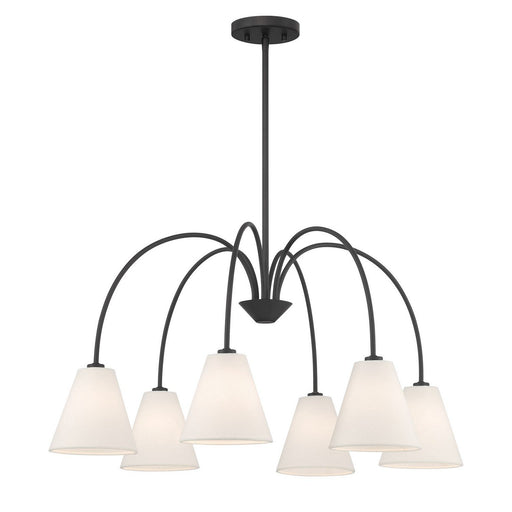 Fabric Shade 30" 6-Light Chandelier in Matte Black