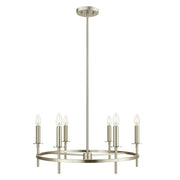 Low-Profile Candle 25" 6-Light Chandelier in Brushed Nickel