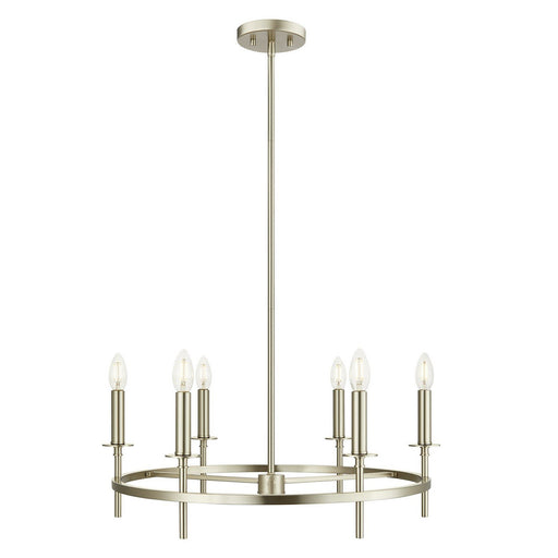 Low-Profile Candle 25" 6-Light Chandelier in Brushed Nickel